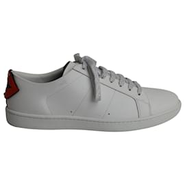 Saint Laurent-Saint Laurent Lips Classic Court Sneakers in White Leather-White