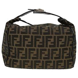 Fendi-Bolso de mano FENDI Zucca de lona Nylon Negro Marrón Auth yk6887segundo-Castaño,Negro