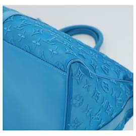 Louis Vuitton-LOUIS VUITTON Mesh Keepall Triangle 50 Boston Bag Turquoise Blue M45048 42050a-Other