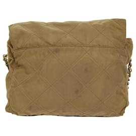 Prada-PRADA Chain Shoulder Bag Nylon Khaki Auth 42097-Khaki