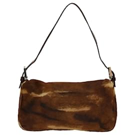 Fendi-FENDI Mamma Baguette Shoulder Bag Harako leather Brown 2370/26424 Auth yk7072b-Brown