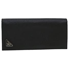 Prada-PRADA Long Wallet Safiano leather Black Auth am4313-Black