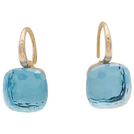 Pendientes Pomellato, Topacio azul "Nudo Classic", dos oros. Otro