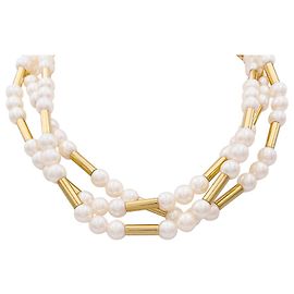 Collar Poiray, modelo "Caña", Oro amarillo, Rosario. Otro
