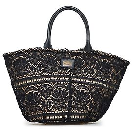 Dolce & Gabbana Dolce&Gabbana Bolsa Kendra Renda Cesta Palha Marrom Marrom Outro