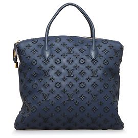 Louis Vuitton Blue Monogram Addiction Lockit Vertical MM Blau Dunkelblau