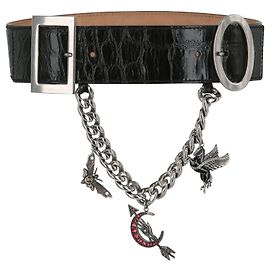 Alexander McQueen Cinto com fivela e forro em relevo Preto