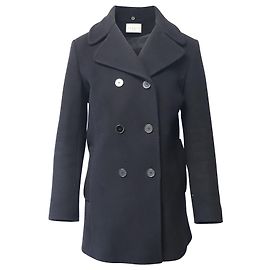 Sandro Paris Double Breasted Peacoat in Black Wool Black
