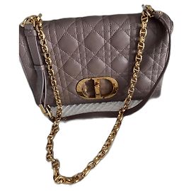Christian Dior Caro Handbag Brown Leather Brown