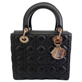 Dior Lady Dior Lambskin Handbag Black Black