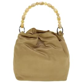 Christian Dior-Christian Dior Maris Pearl Shoulder Bag Nylon Beige Auth bs5278-Beige