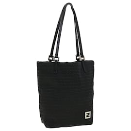 Fendi-FENDI Zucchino Canvas Tote Bag Black 2415-8BH051-029 Auth rd5147-Black