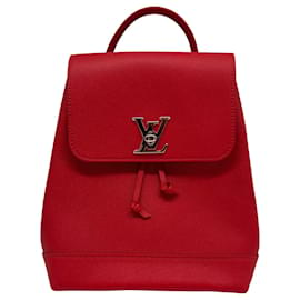 Louis Vuitton-Louis Vuitton Lockme M41814 Mochila de couro vermelho prata / Muito bom-Vermelho