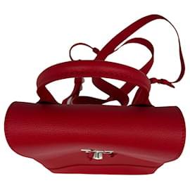 Louis Vuitton-Louis Vuitton Lockme M41814 Mochila de couro vermelho prata / Muito bom-Vermelho