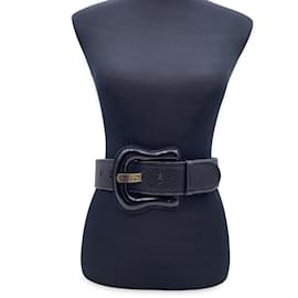 Fendi-Black Leather B Buckle Wide Belt Patent Leather Size 75/30-Black