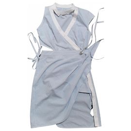 Vestido Alexander Wang asimétrico de rayas de algodón azul claro Azul claro