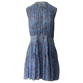 Chloé-Chloe Tiered Gathered Floral-Print Mini Dress In Light Blue Silk-Blue,Light blue