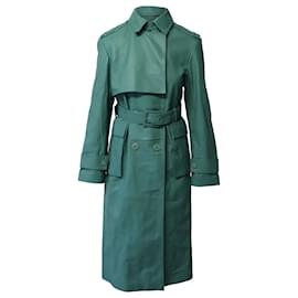 Autre Marque-Remain Birger Christensen Pirello Trench Coat in Green Leather-Green