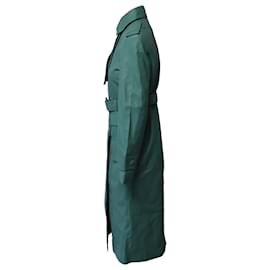 Autre Marque-Remain Birger Christensen Pirello Trench Coat in Green Leather-Green