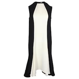 Stella Mc Cartney-Stella McCartney Flared Sleeveless Dress in Black and White Viscose-Black