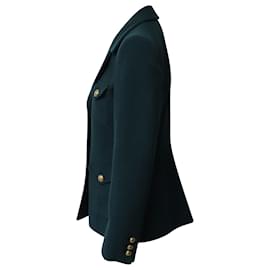 Alessandra Rich-Alessandra Rich Single-Breasted Blazer Jacket in Green Wool-Green