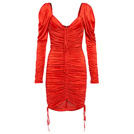 Dolce & Gabbana-Dolce & Gabbana Ruched Mini Dress in Red Viscose-Red