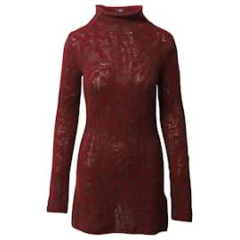 Etro-Etro Paisley Jacquard Turtleneck Mini Dress in Red Wool-Red