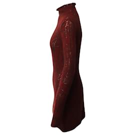 Etro-Minivestido Etro Paisley Jacquard gola alta em lã vermelha-Vermelho