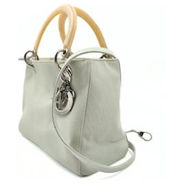 Dior-Christian Dior Lady Dior bag in pastel water green canvas-Green