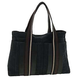 Hermès-HERMES Trocha Horizontal Hand Bag Canvas Black Auth bs5279-Black