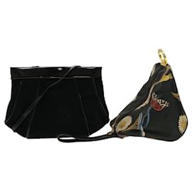 Salvatore Ferragamo-Salvatore Ferragamo Shoulder Bag Suede Nylon 2Set Black Auth bs5307-Black