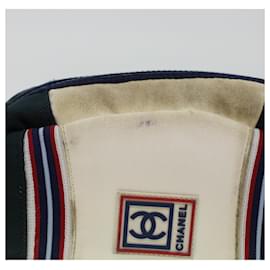 Chanel-CHANEL Clutch Bag Canvas Weiß Marine CC Auth bs5370-Weiß,Marineblau