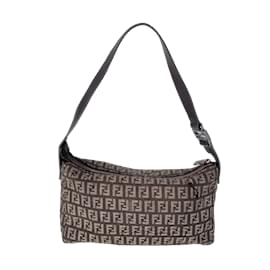 Fendi-Sac à bandoulière en toile marron Fendi-Marron