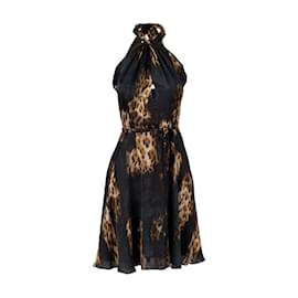 Blumarine-Blumarine Vestido com estampa de leopardo-Marrom