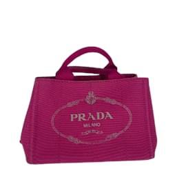 Prada-Pink Canvas Prada Canapa Tote-Pink