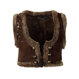 Roberto Cavalli Shearling Studded Vest Brown