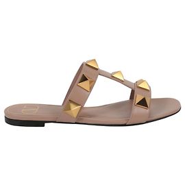 Sandalo piatto con borchie romane Valentino Rosa