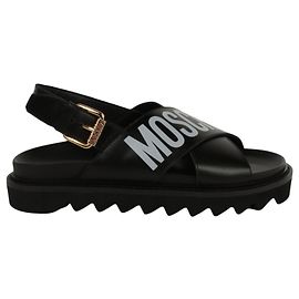 Sandales à logo croisé Moschino Noir