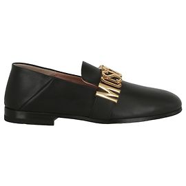 Mocassins en cuir à logo Moschino Noir