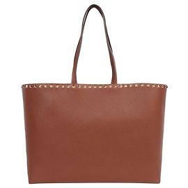 Tote Bag Valentino Rockstud in pelle di vitello granata Marrone