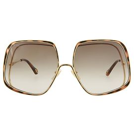 Chloé Square-Frame Metal Sunglasses Golden Metallic
