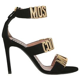 Sandali Moschino in pelle con logo e lettera Nero