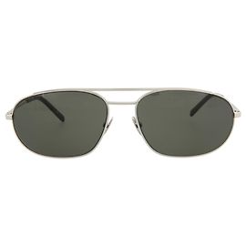 Saint Laurent Round-Frame Metal Sunglasses Silvery Metallic