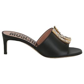 Mules impreziositi da cristalli Moschino Nero