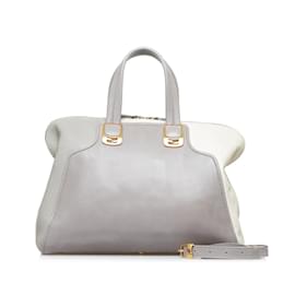 Fendi-Leather Chameleon Satchel 8BL110-Grey