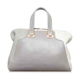 Fendi-Leather Chameleon Satchel 8BL110-Grey