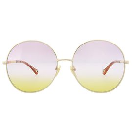 Gafas de sol de metal con montura redonda Chloé Dorado Metálico