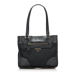 Prada-Tessuto & Leather Trimmed Handbag-Black