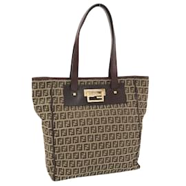 Fendi-Zucchino Canvas Tote Bag 8BH174-Brown