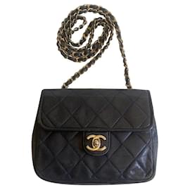 Chanel-bolso de hombro vintage de chanel-Negro